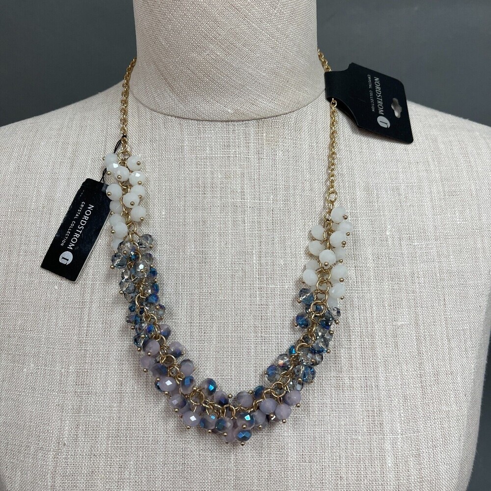 Nordstrom Crystal‎ Collection Blue Lavender Beaded Women's Fashion Necklace NWT